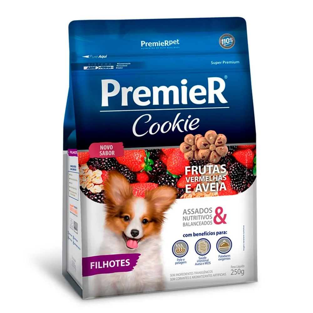 Foto-do-produto-Biscoito-Premier-Cookie-Caes-Filhotes-Frutas-Vermelhas-e-Aveia-250g-no-petshop-online-da-Tudo-de-Bicho