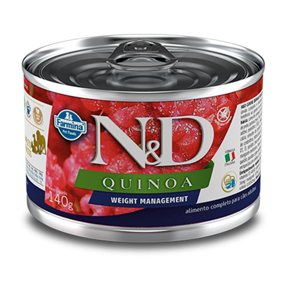 Foto-do-produto-Racao-N-D-Caes-Quinoa-Weight-Management-140g-no-petshop-online-da-Tudo-de-Bicho