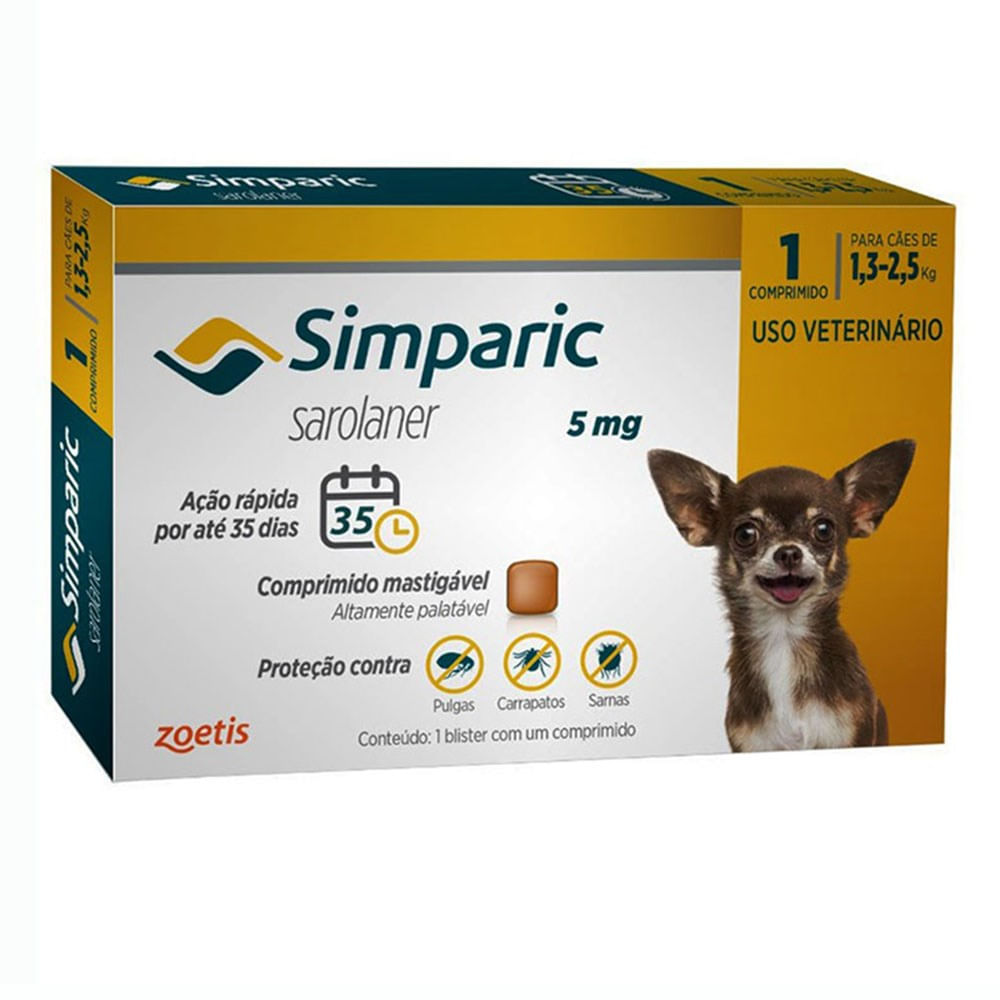 Foto-do-produto-Simparic-Antipulgas-e-Carrapatos-5mg-Para-Caes-13-a-25kg-1-Comprimido-no-petshop-online-da-Tudo-de-Bicho