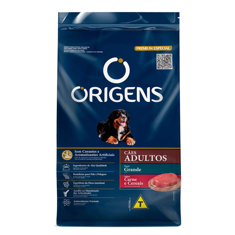 Foto-do-produto-Racao-Origens-Caes-Adultos-Carne-e-Cereais-Racas-Grandes-15kg-no-petshop-online-da-Tudo-de-Bicho