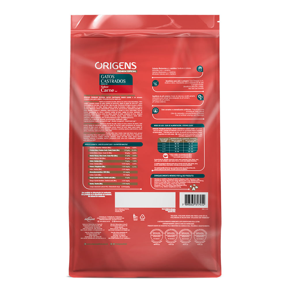 Foto-do-produto-Racao-Origens-Gatos-Adultos-Castrado-Carne-1kg-no-petshop-online-da-Tudo-de-Bicho