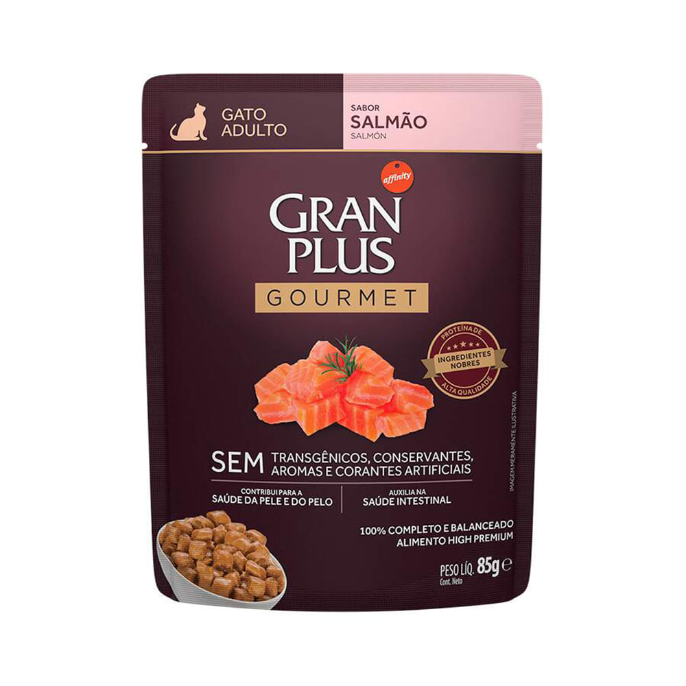 Foto-do-produto-Racao-Umida-Gran-Plus-Gourmet-Gatos-Adultos-Salmao-Sache-85g-no-petshop-online-da-Tudo-de-Bicho