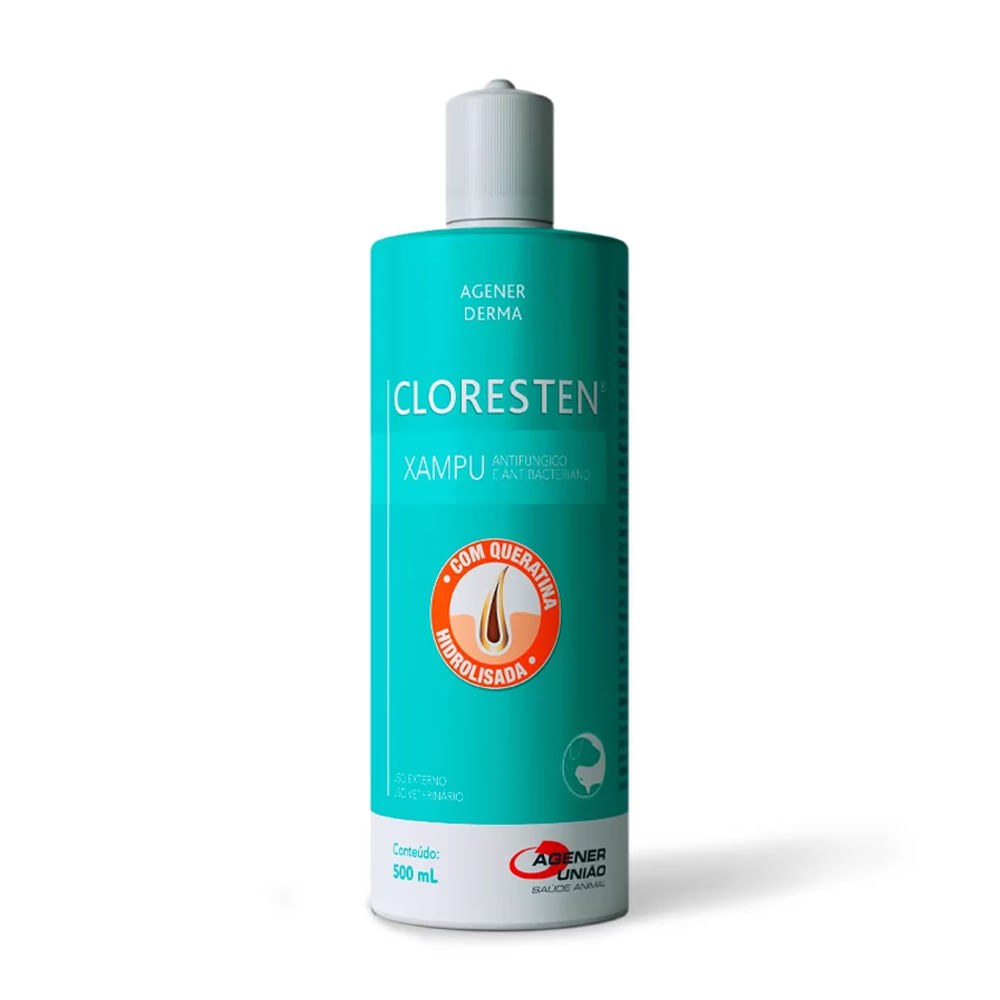 Foto-do-produto-Cloresten-Shampoo-Agener-Uniao-500ml-no-petshop-online-da-Tudo-de-Bicho