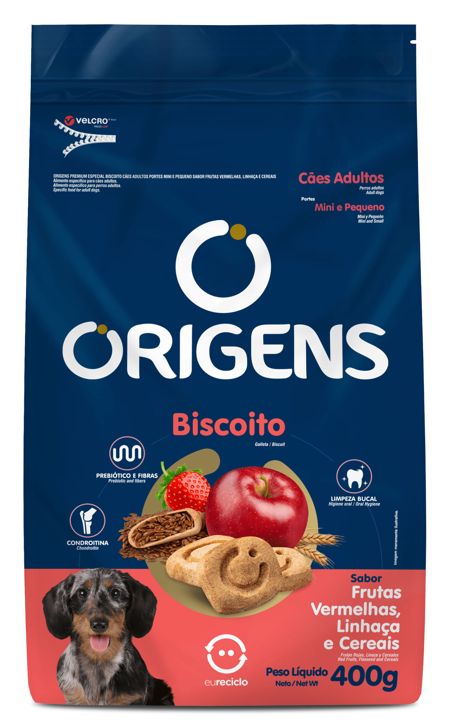 Foto-do-produto-Biscoito-Origens-Caes-Adultos-Porte-Pequeno-Linhaca-400g-no-petshop-online-da-Tudo-de-Bicho