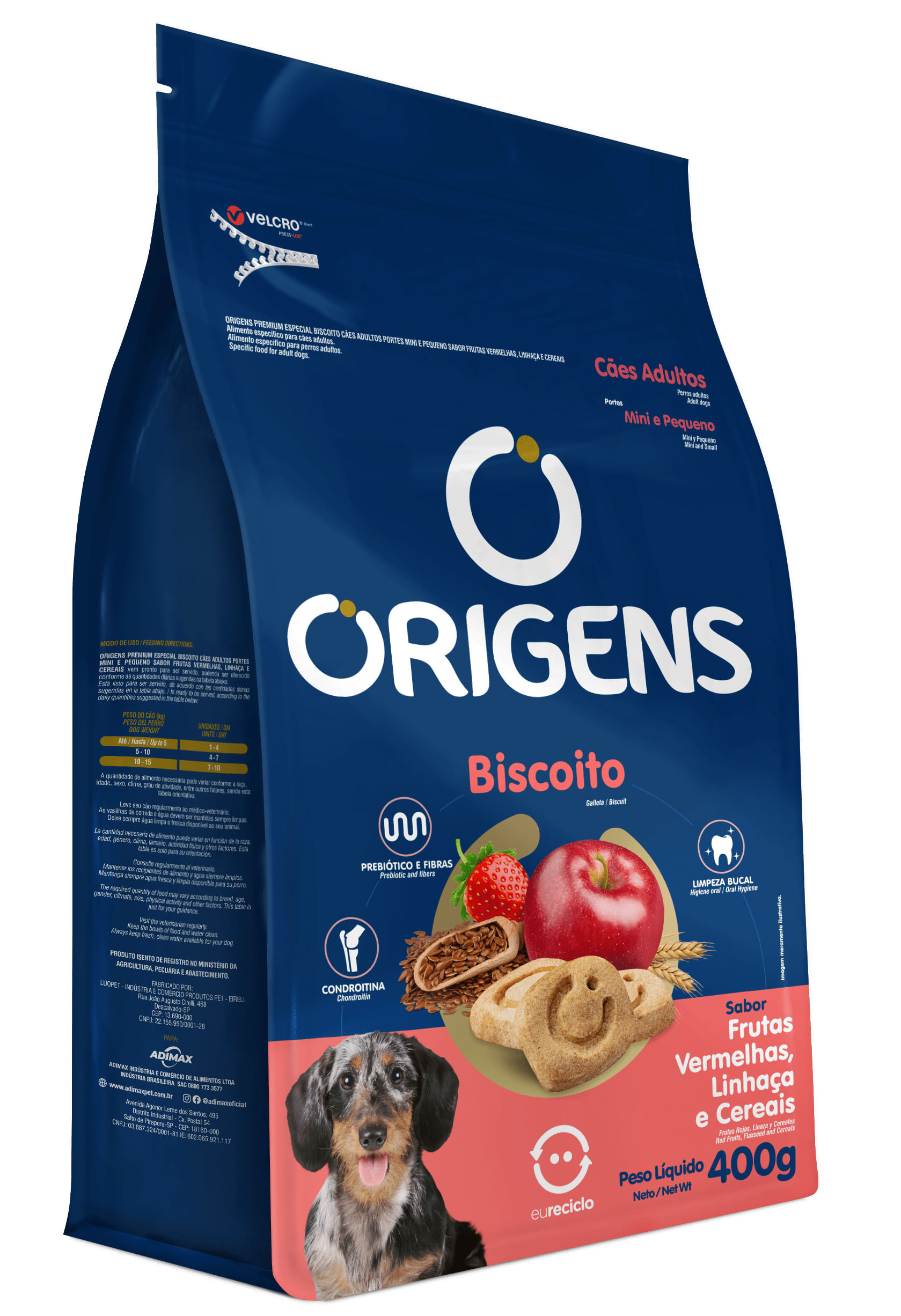 Foto-do-produto-Biscoito-Origens-Caes-Adultos-Porte-Pequeno-Linhaca-400g-no-petshop-online-da-Tudo-de-Bicho