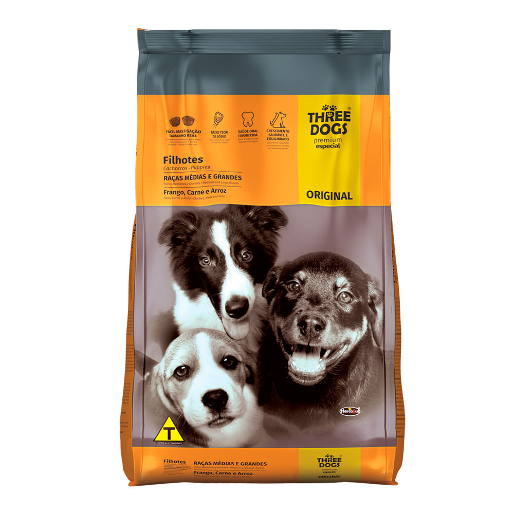 Foto-do-produto-Racao-Caes-Three-Dogs-Original-Filhotes-Racas-Medias-e-Grandes-3kg-no-petshop-online-da-Tudo-de-Bicho