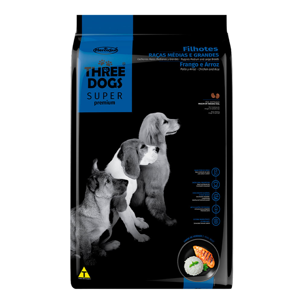 Foto-do-produto-Racao-Caes-Three-Dogs-Super-Fihotes-Racas-Medias-e-Grandes-Frango-Arroz-3kg-no-petshop-online-da-Tudo-de-Bicho