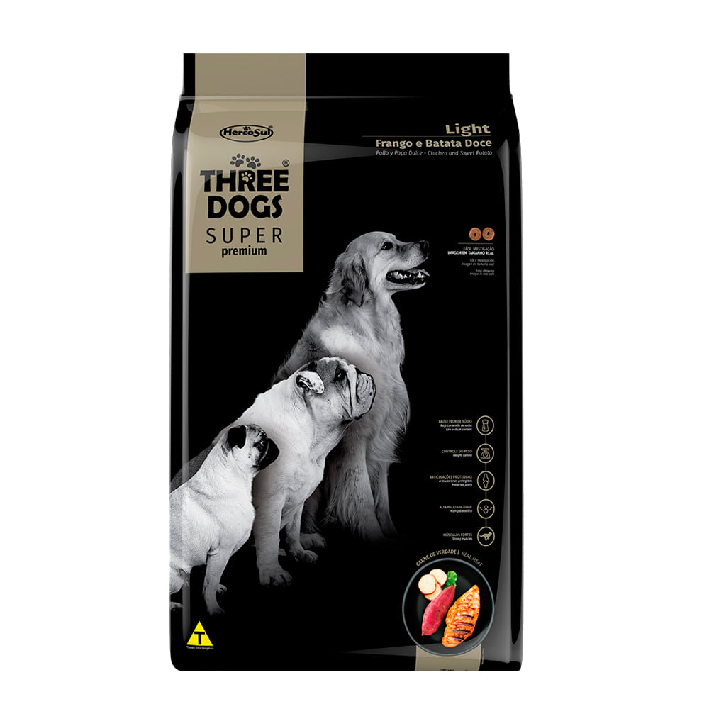 Foto-do-produto-Racao-Caes-Three-Dogs-Super-Light-Frango-e-Batata-Doce-3kg-no-petshop-online-da-Tudo-de-Bicho