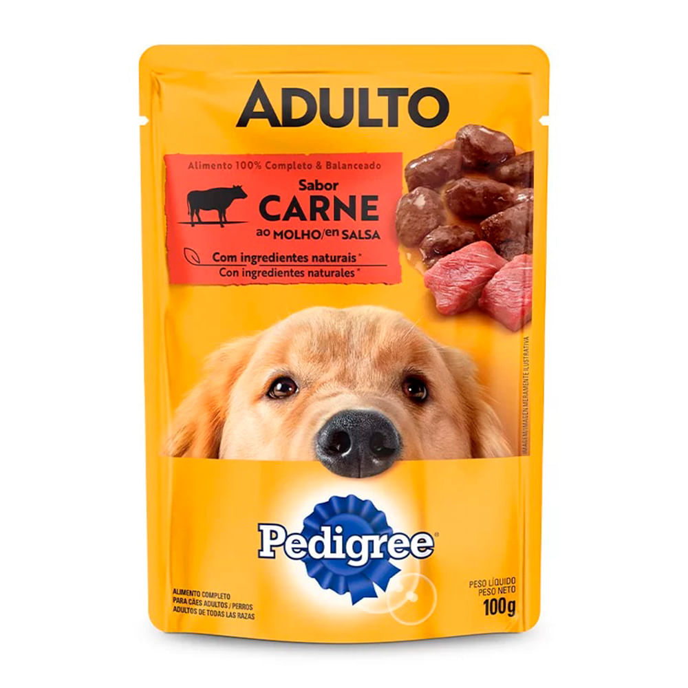 Foto-do-produto-Racao-Umida-Pedigree-Caes-Adultos-Racas-Medias-e-Grande-Carne-ao-Molho-Sache-100g-no-petshop-online-da-Tudo-de-Bicho