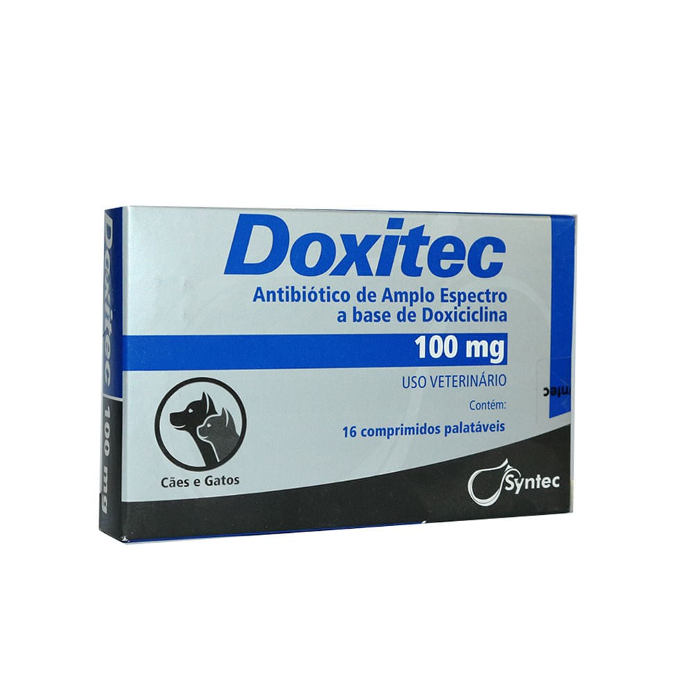 Foto-do-produto-Doxitec-Antibiotico-Para-Caes-e-Gatos-100mg-16-Comprimidos-no-petshop-online-da-Tudo-de-Bicho