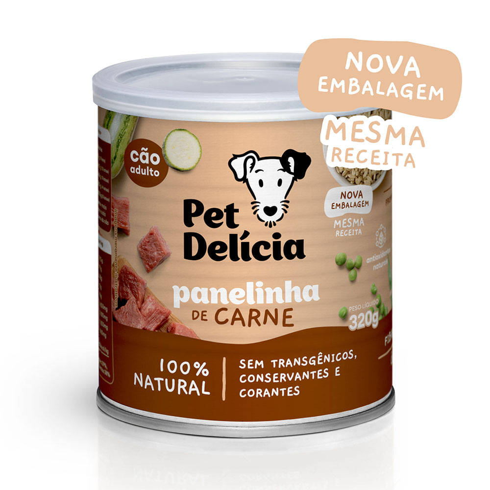 Foto-do-produto-Racao-Umida-Pet-Delicia-Caes-Panelinha-de-Carne-320g-no-petshop-online-da-Tudo-de-Bicho