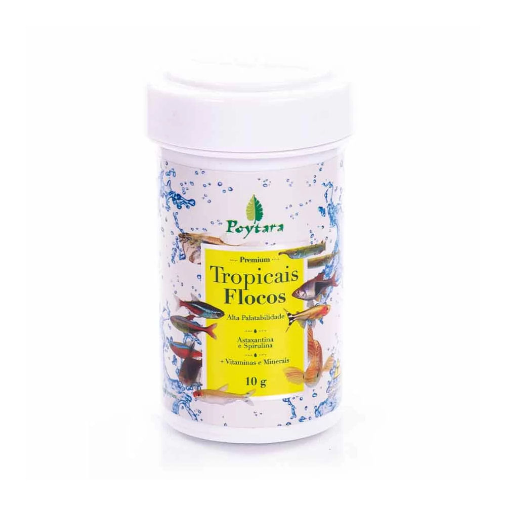 Foto-do-produto-Racao-Para-Peixes-Poytara-Tropicais-Flocos-130g-no-petshop-online-da-Tudo-de-Bicho