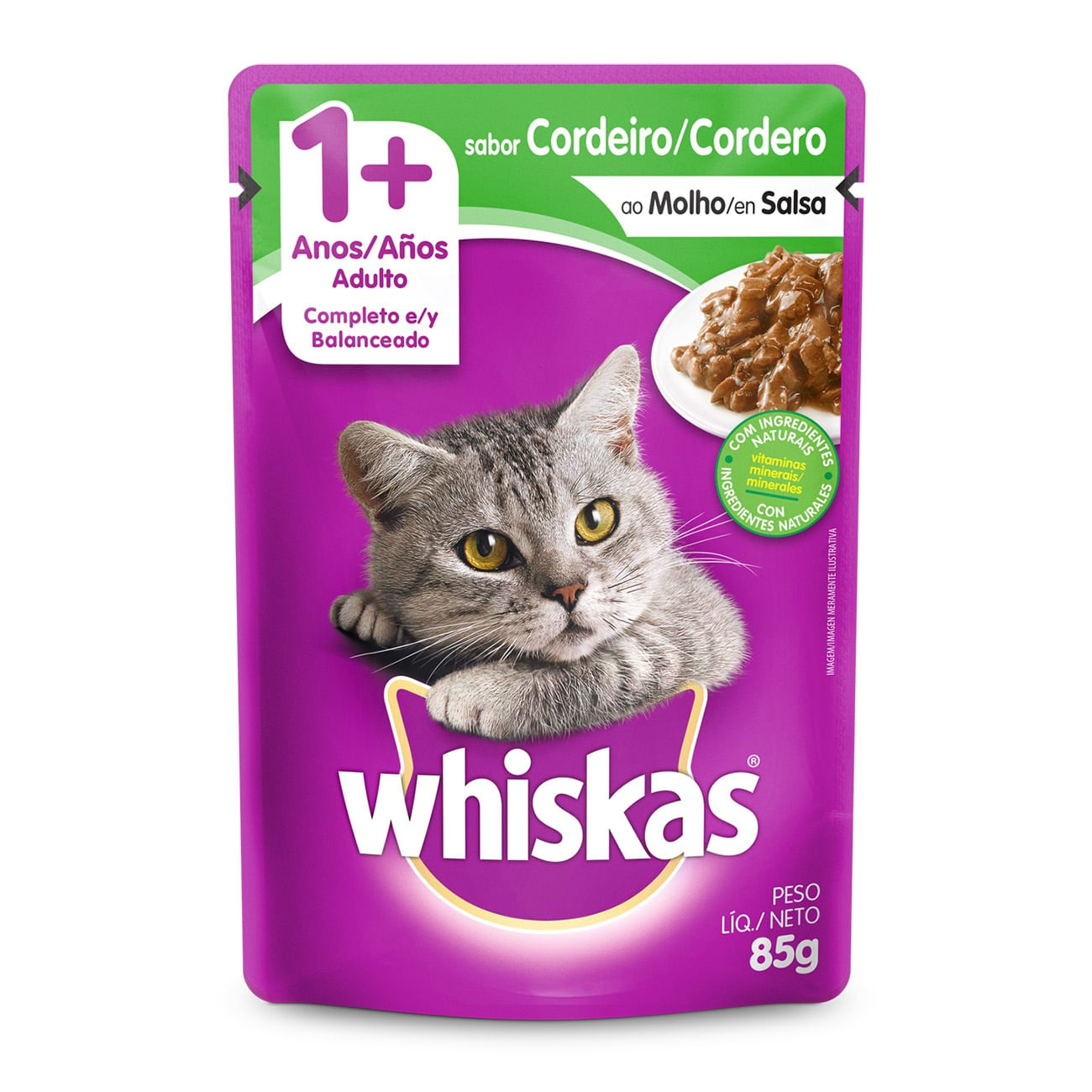 Foto-do-produto-Racao-Umida-Whiskas-Gatos-Adultos-Cordeiro-Sache-85g-no-petshop-online-da-Tudo-de-Bicho