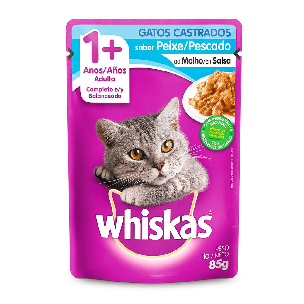 Foto-do-produto-Racao-Umida-Whiskas-Gatos-Castrados-Peixe-Sache-85g-no-petshop-online-da-Tudo-de-Bicho