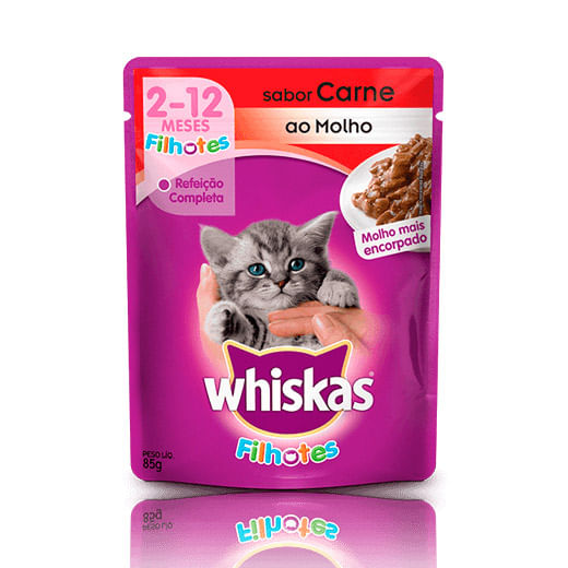 Foto-do-produto-Racao-Umida-Whiskas-Gatos-Filhotes-Carne-ao-Molho-Sache-85g-no-petshop-online-da-Tudo-de-Bicho