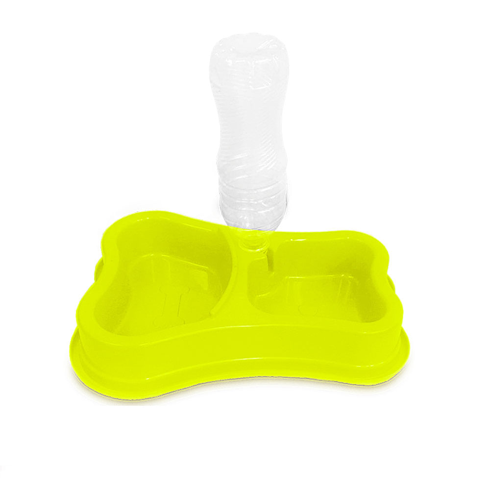 Foto-do-produto-Comedouro-Caes-Pet-Toys-Duplo-Osso-Automatico-Amarelo-Neon-460x300ml--no-petshop-online-da-Tudo-de-Bicho