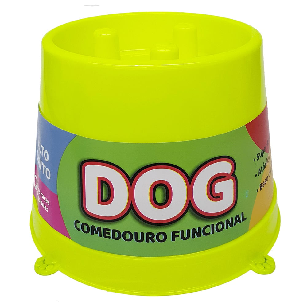 Foto-do-produto-Comedouro-Caes-Pet-Toys-Funcional-Lento-Antiformiga-Amarelo-Neon-250ml-no-petshop-online-da-Tudo-de-Bicho