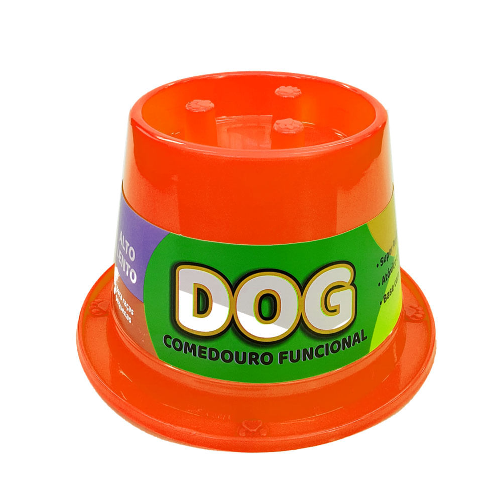 Foto-do-produto-Comedouro-Caes-Pet-Toys-Funcional-Lento-Antiformiga-Laranja-Neon-250ml-no-petshop-online-da-Tudo-de-Bicho