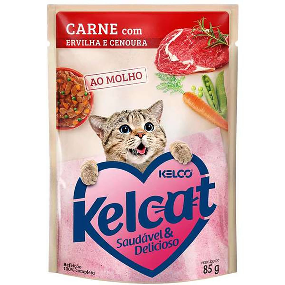 Foto-do-produto-Racao-Umida-Kelcat-Sache-Carne-Ervilha-e-Cenoura-85g-no-petshop-online-da-Tudo-de-Bicho