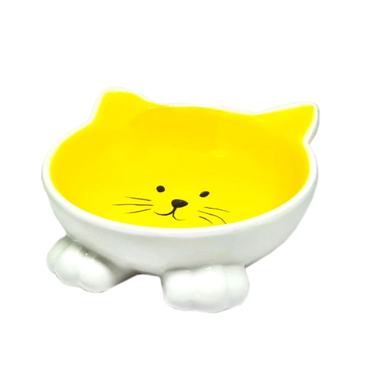 Foto-do-produto-Comedouro-Gatos-The-Pets-Porcelana-Amarelo-Branco-no-petshop-online-da-Tudo-de-Bicho