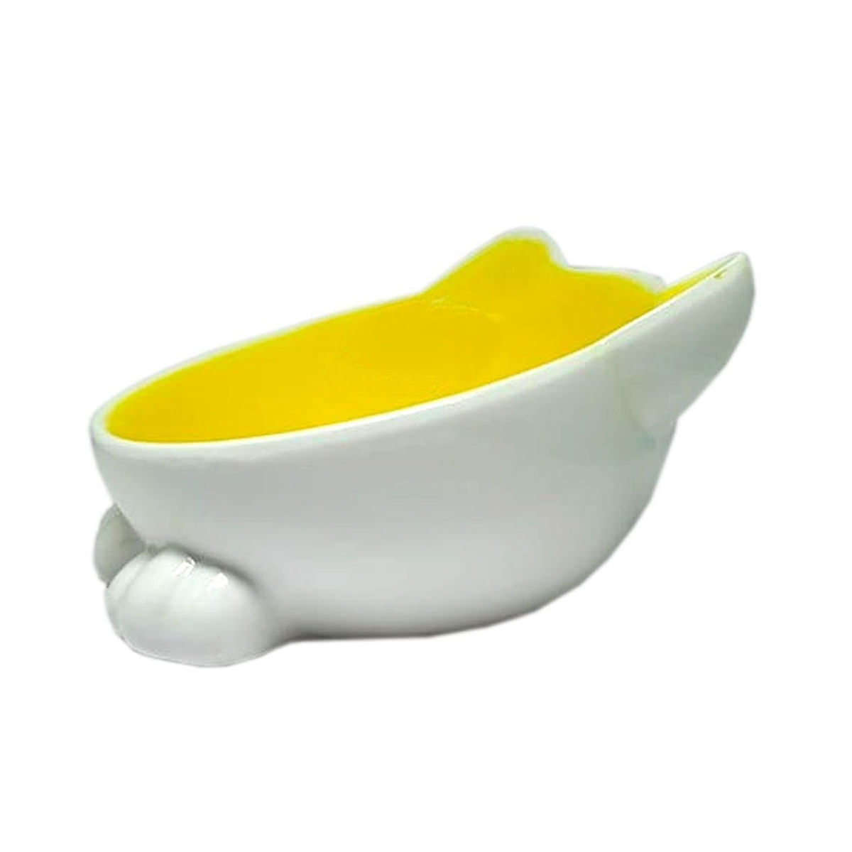 Foto-do-produto-Comedouro-Gatos-The-Pets-Porcelana-Amarelo-Branco-no-petshop-online-da-Tudo-de-Bicho