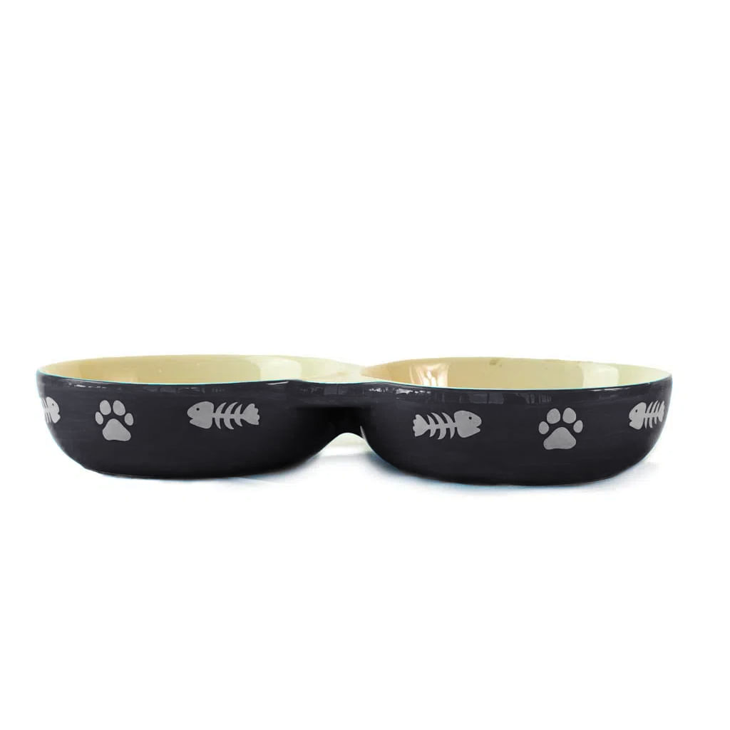 Foto-do-produto-Comedouro-Gatos-The-Pets-Porcelana-Duplo-Preto-150ml-Cada-no-petshop-online-da-Tudo-de-Bicho