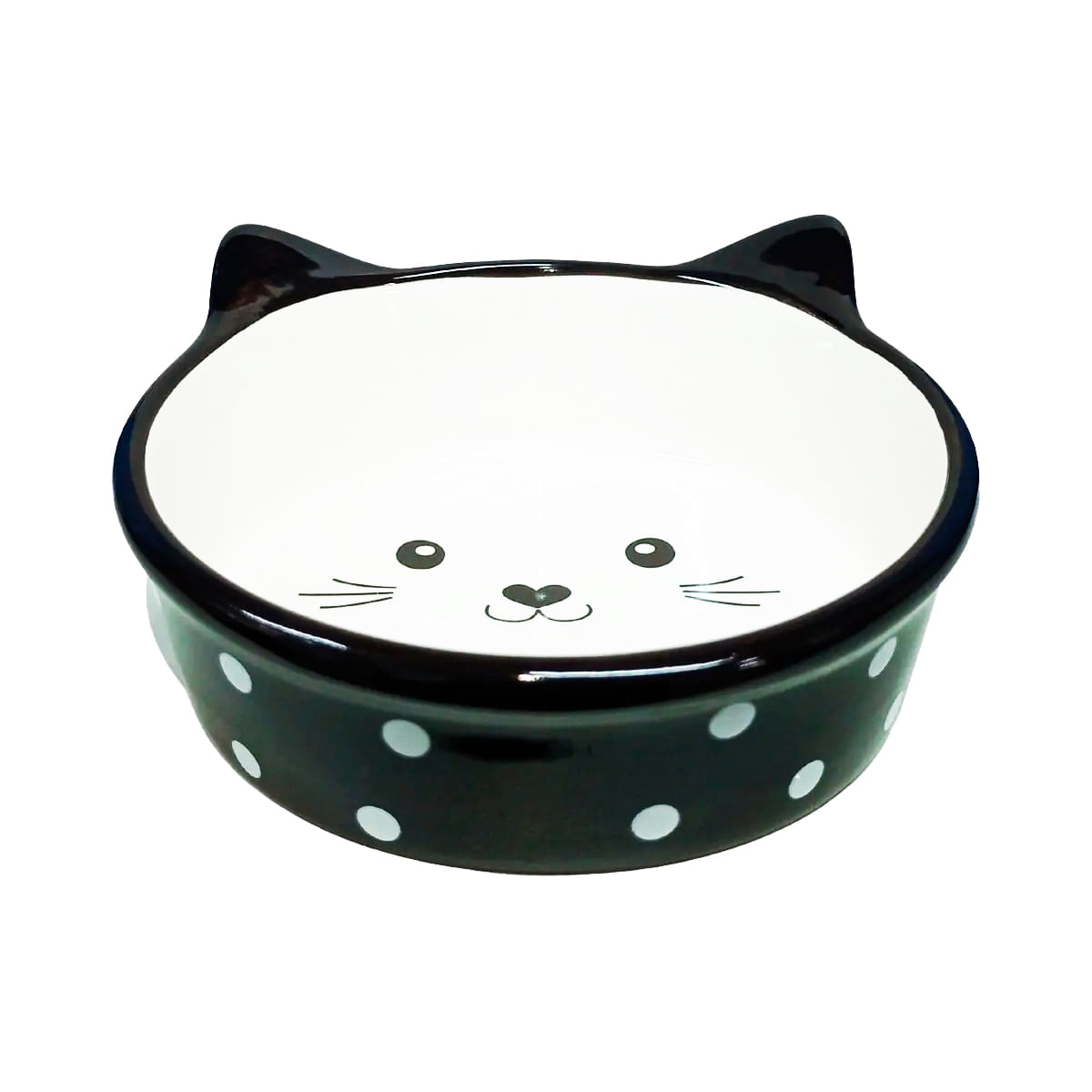Foto-do-produto-Comedouro-Gatos-The-Pets-Porcelana-Face-Cat-Preto-200ml-no-petshop-online-da-Tudo-de-Bicho