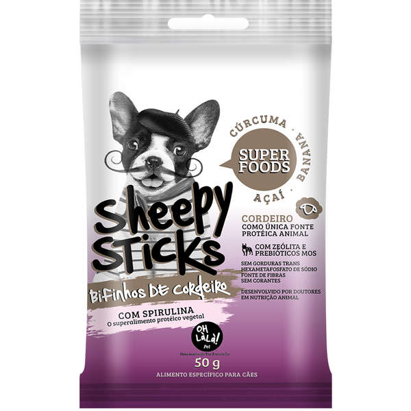 Foto-do-produto-Snack-Oh-LaLa-Caes-Sheepy-Sticks-Acai-Banana-e-Curcuma-50g-no-petshop-online-da-Tudo-de-Bicho