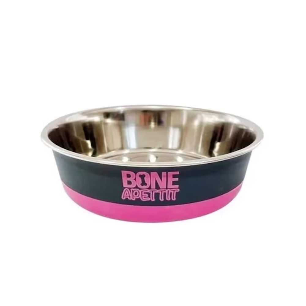 Foto-do-produto-Comedouro-Caes-The-Pets-Inox-Bone-Apettit-Rosa-350ml-no-petshop-online-da-Tudo-de-Bicho