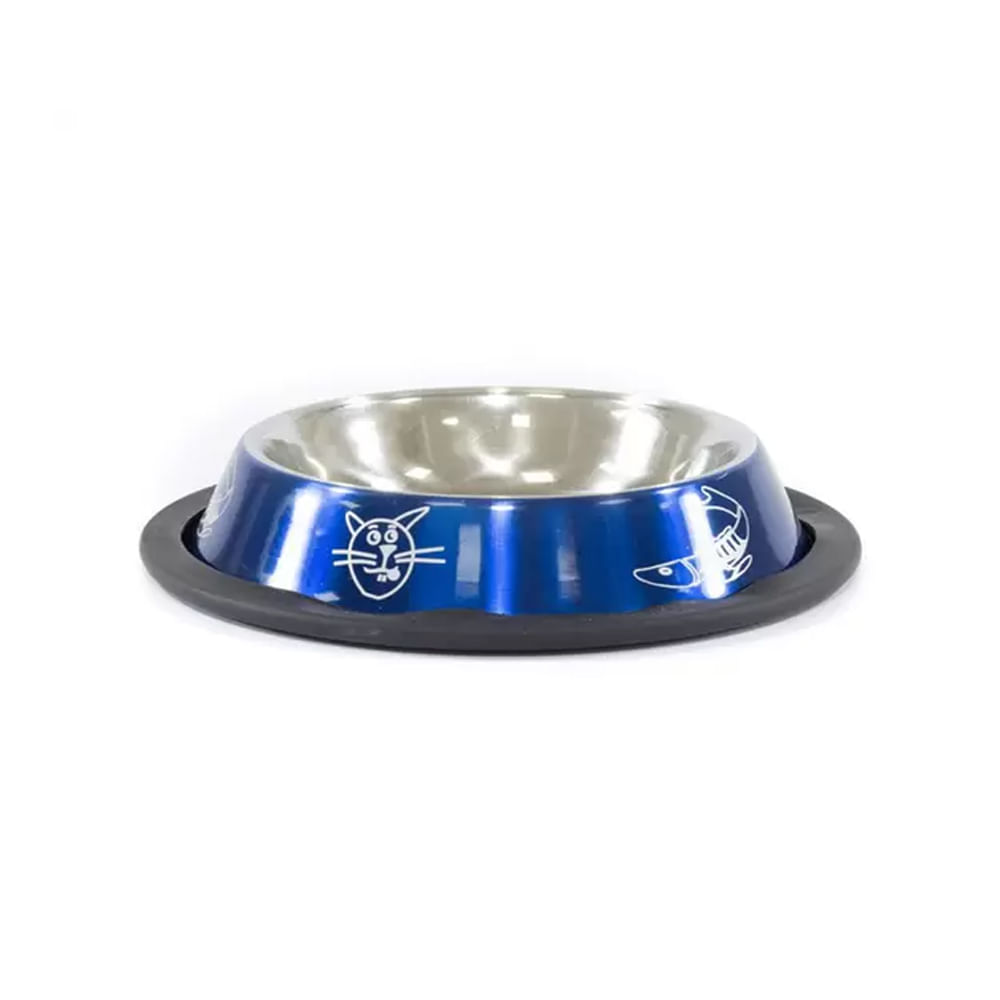 Foto-do-produto-Comedouro-Gatos-The-Pets-Inox-Laqueado-Azul-150ml-no-petshop-online-da-Tudo-de-Bicho