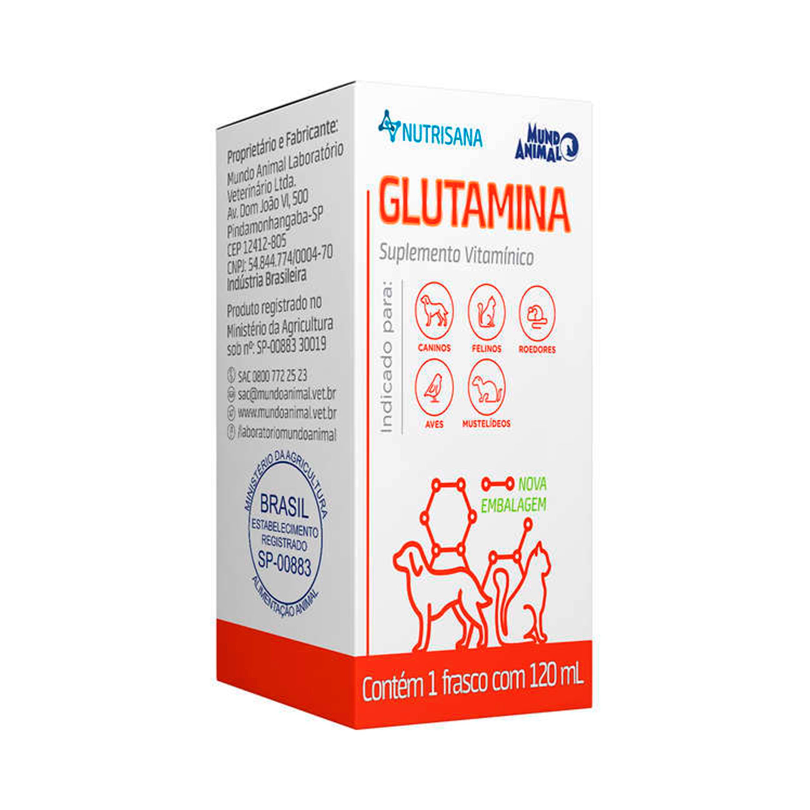 Foto-do-produto-Suplemento-Alimentar-Glutamina-Mundo-Animal-120mL-no-petshop-online-da-Tudo-de-Bicho