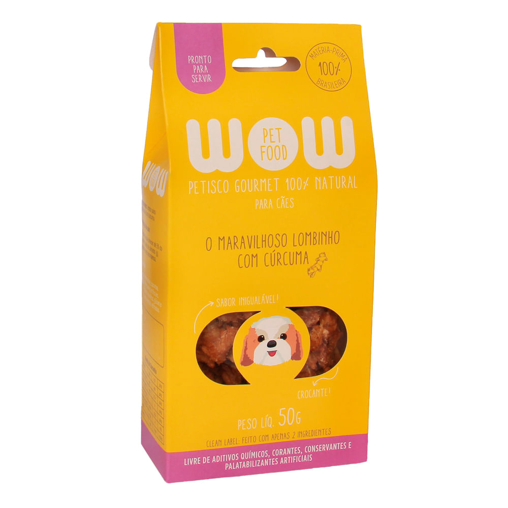 Foto-do-produto-Petisco-Para-Caes-Wow-Gourmet-Natural-Lombinho-e-Curcuma-50g-no-petshop-online-da-Tudo-de-Bicho