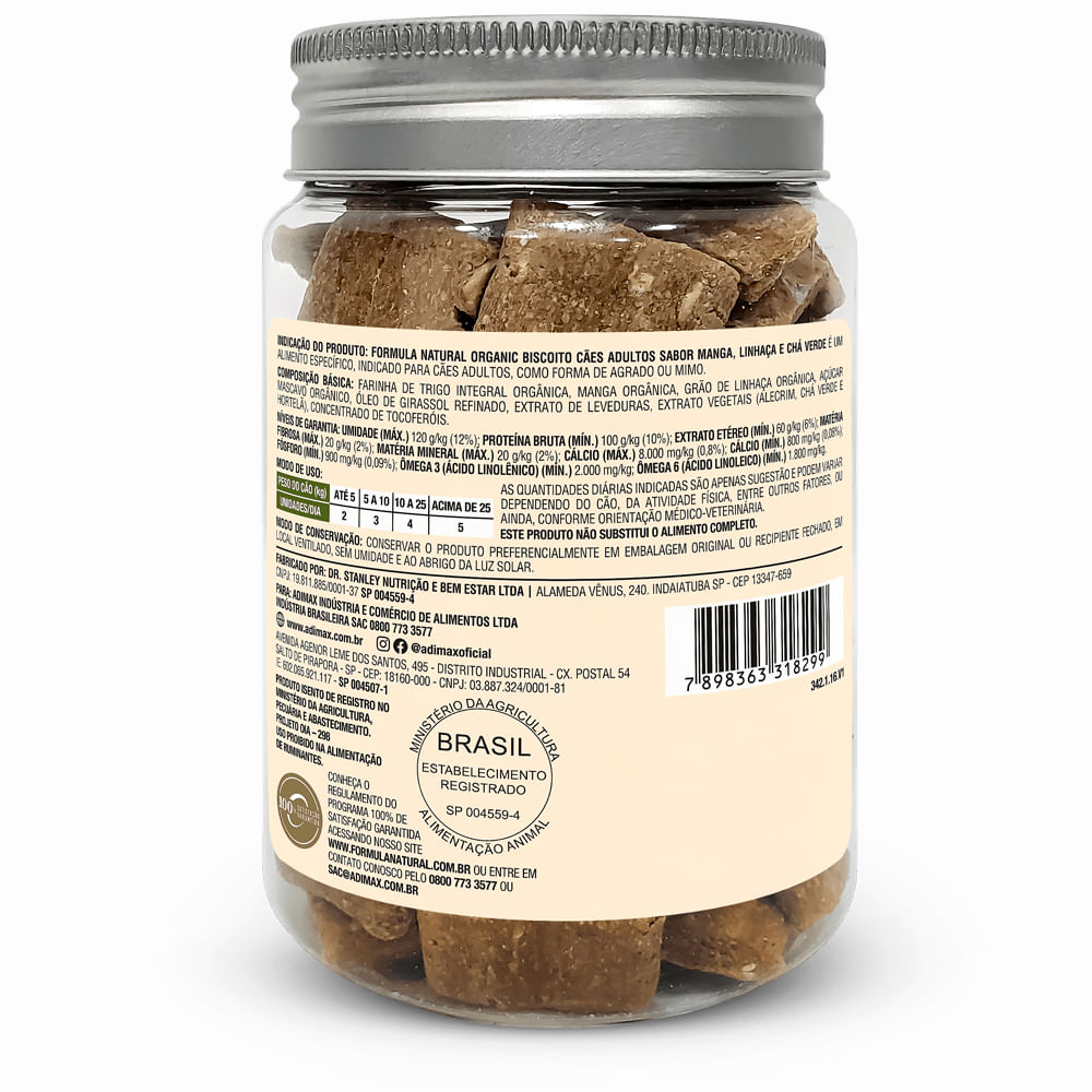 Foto-do-produto-Biscoito-Para-Caes-Formula-Natural-Organic-Manga-Linhaca-e-Cha-Verde-150g-no-petshop-online-da-Tudo-de-Bicho