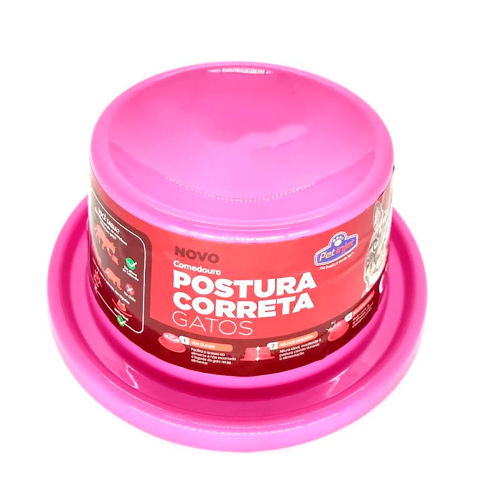 Foto-do-produto-Comedouro-Pet-Injet-Postura-Correta-Gato-Rosa-no-petshop-online-da-Tudo-de-Bicho