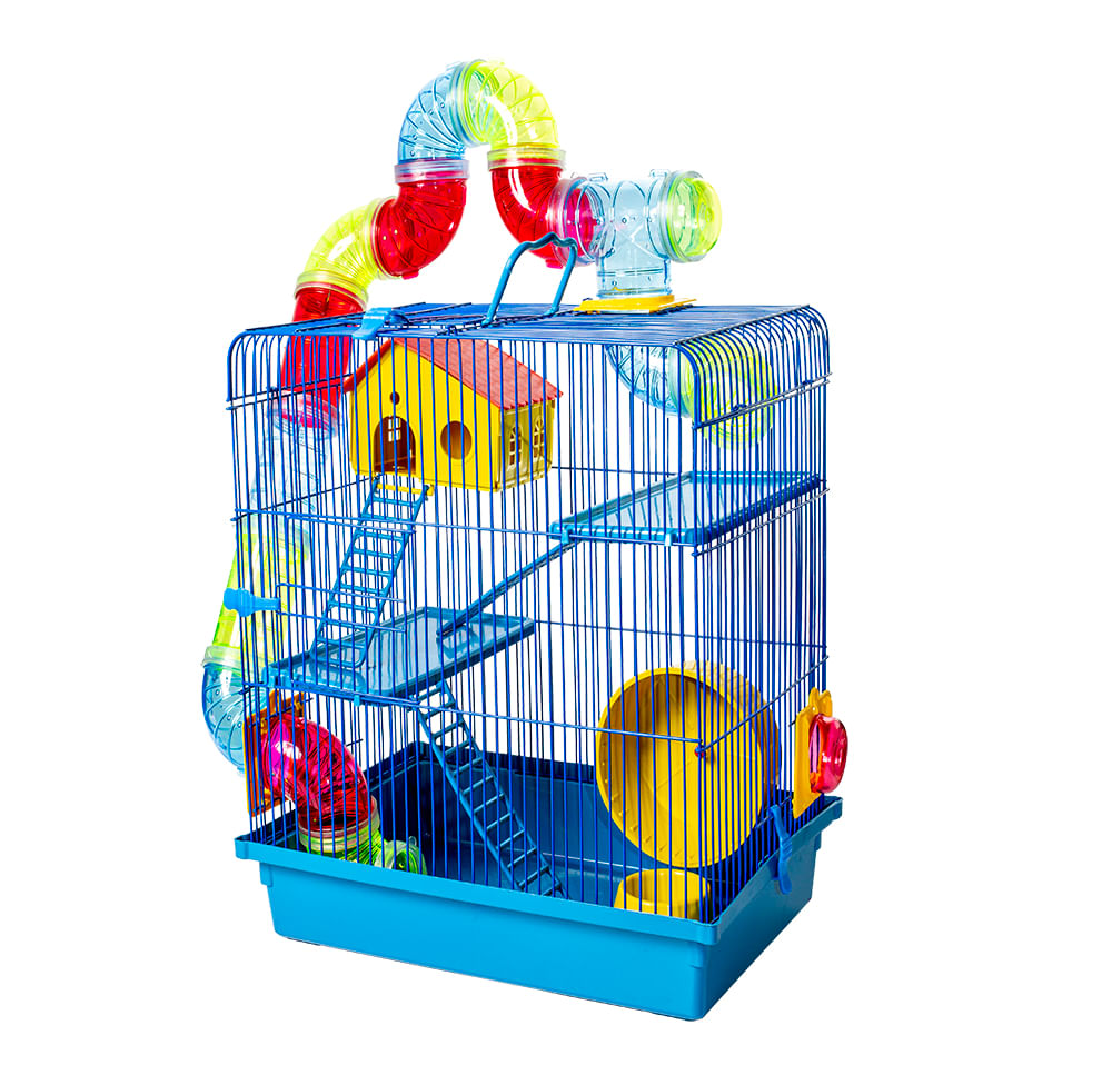 Foto-do-produto-Gaiola-para-Hamster-3-Andares-Azul-Jel-Plast-no-petshop-online-da-Tudo-de-Bicho