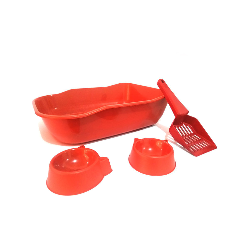 Foto-do-produto-Kit-Gatos-Duracats-Bandeja-Higienica-Single-Vermelho-no-petshop-online-da-Tudo-de-Bicho