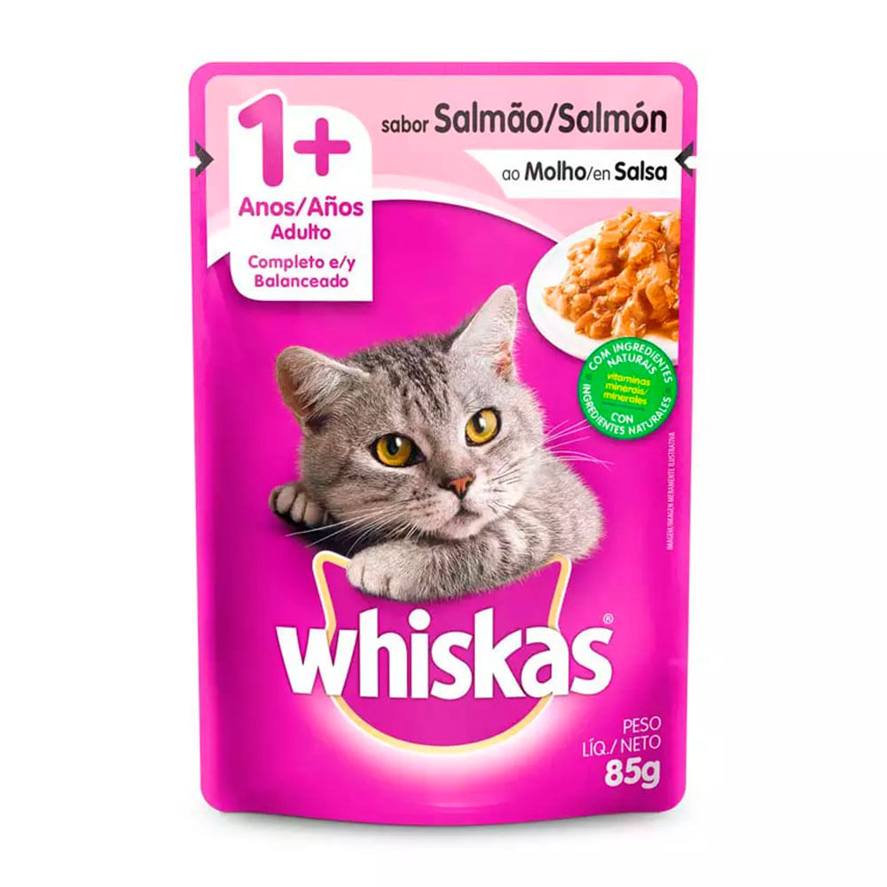 Foto-do-produto-Racao-Umida-Whiskas-Gatos-Adultos-Salmao-Sache-85g-no-petshop-online-da-Tudo-de-Bicho