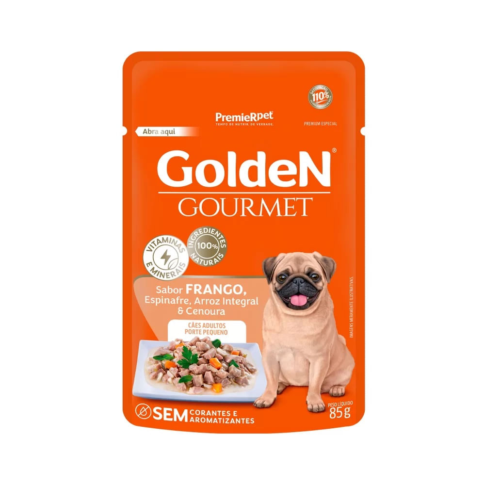 Foto-do-produto-Racao-Umida-Premier-Golden-Gourmet-Caes-Adultos-Porte-Pequeno-Sache-85g-no-petshop-online-da-Tudo-de-Bicho