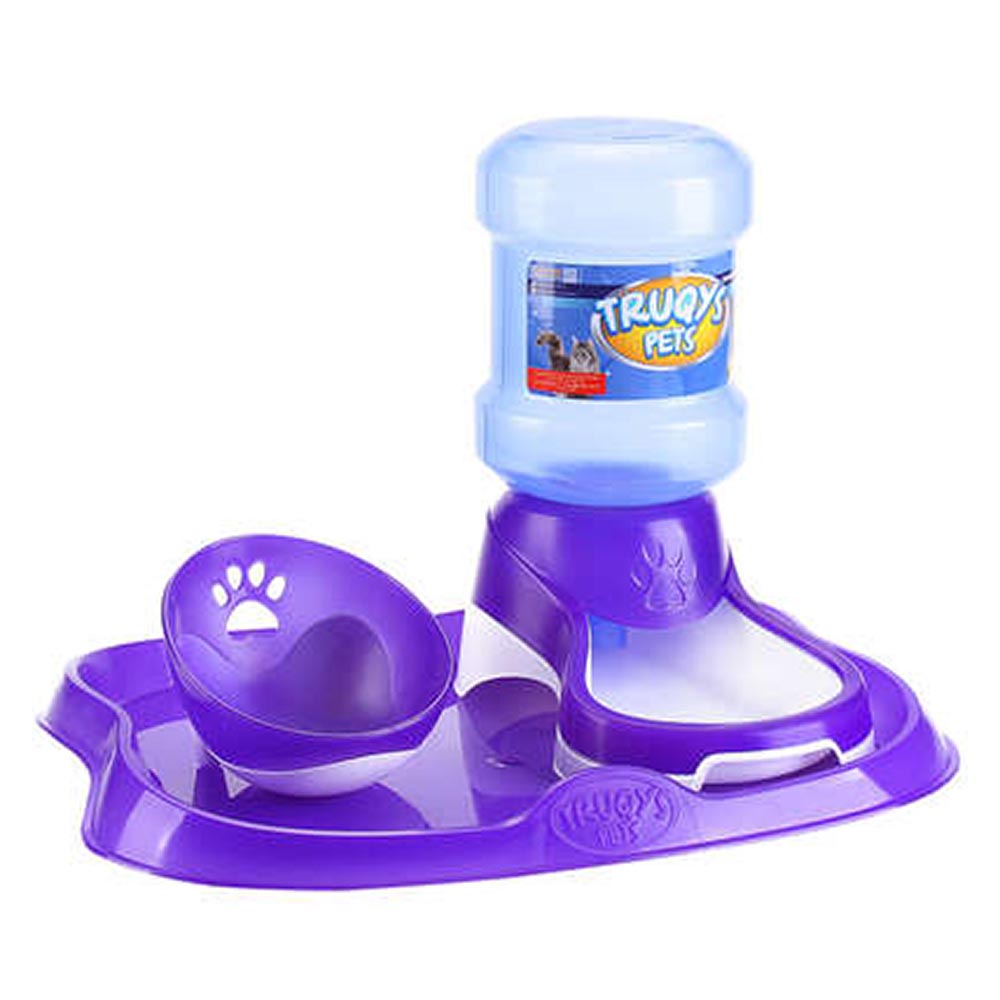 Foto-do-produto-Kit-Bandeja-Truqys-Pets-Comedouro-e-Bebedouro-Design-Inclinado-Roxo-2-Litros-no-petshop-online-da-Tudo-de-Bicho