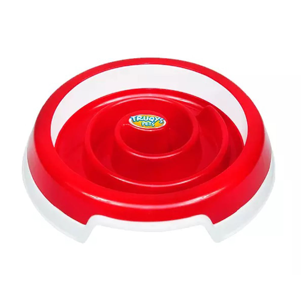 Foto-do-produto-Comedouro-Slow-Food-Vermelho-Medio-Truqys-Pets-no-petshop-online-da-Tudo-de-Bicho