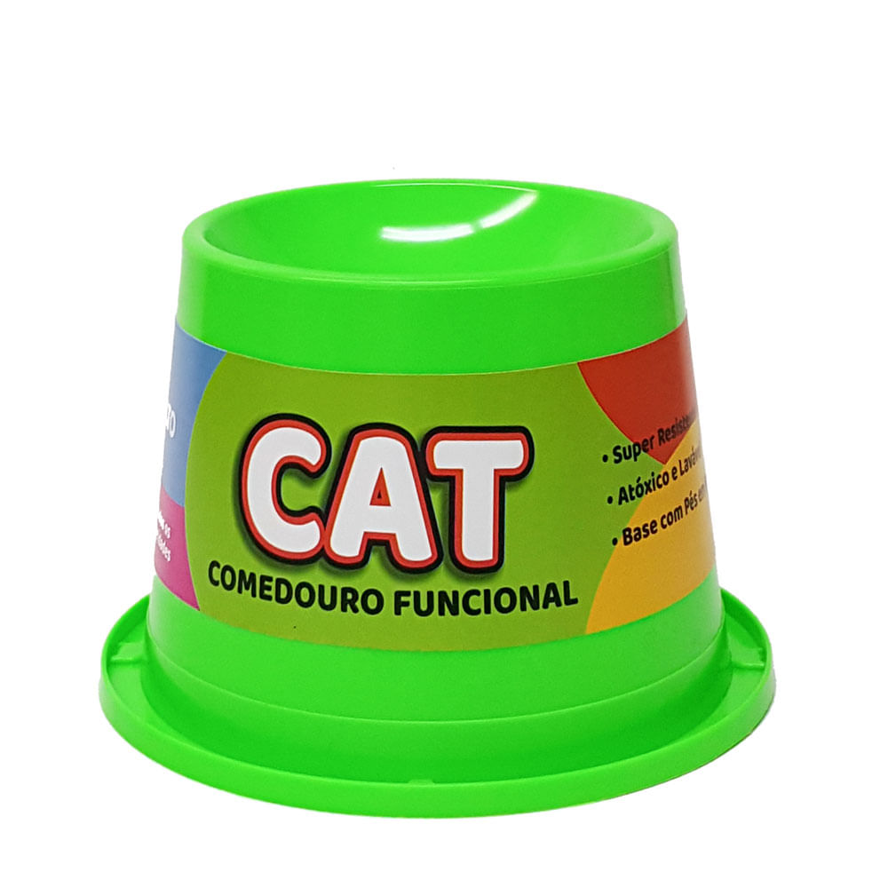 Foto-do-produto-Comedouro-Gatos-Pet-Toys-Alto-Antiformiga-250ml-Verde-Neon-no-petshop-online-da-Tudo-de-Bicho