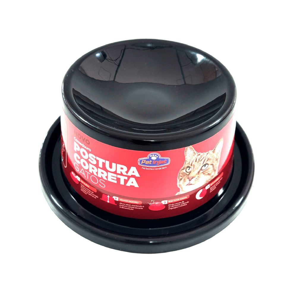 Foto-do-produto-Comedouro-Pet-Injet-Postura-Correta-Gato-Preto-no-petshop-online-da-Tudo-de-Bicho