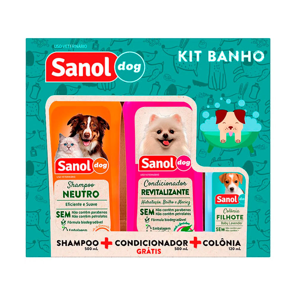 Foto-do-produto-Kit-Shampoo-Colonia-e-Condicionador-Sanol-Dog-no-petshop-online-da-Tudo-de-Bicho