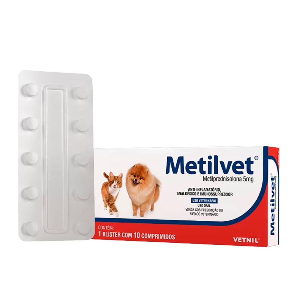 Foto-do-produto-Metilvet-Caes-e-Gatos-Vetnil-10-Comprimidos-de-5mg-no-petshop-online-da-Tudo-de-Bicho