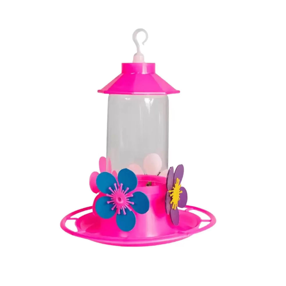 Foto-do-produto-Bebedouro-Beija-Flor-Luxo-Chapeu-com-Poleiro-Jel-Plast-Rosa-250ml-no-petshop-online-da-Tudo-de-Bicho