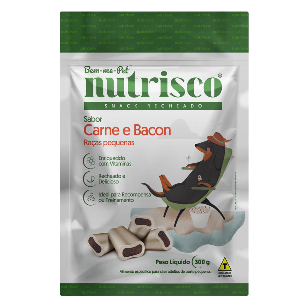 Foto-do-produto-Petisco-Caes-Snacks-Recheado-Nutrisco-Carne-e-Bacon-Racas-Pequenas-300g-no-petshop-online-da-Tudo-de-Bicho