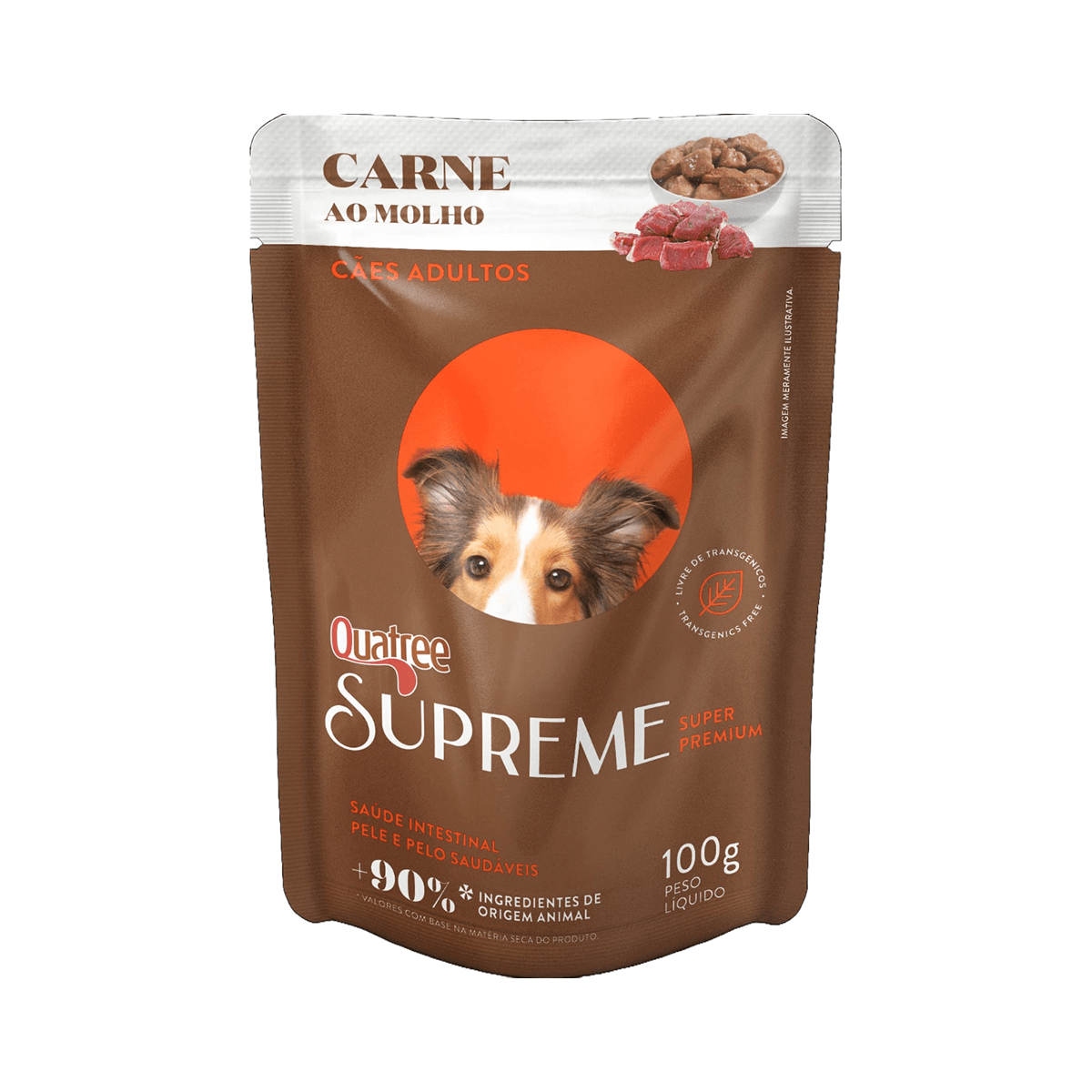 Foto-do-produto-Racao-Umida-Quatree-para-Caes-Supreme-Adulto-Sabor-Carne-Sache-100gr-no-petshop-online-da-Tudo-de-Bicho