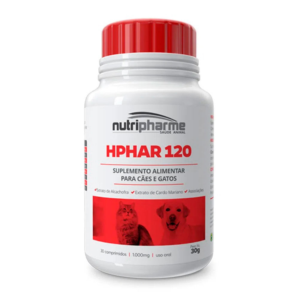 Foto-do-produto-Suplemento-Caes-e-Gatos-Hphar-Nutripharme-30-Comprimidos-no-petshop-online-da-Tudo-de-Bicho