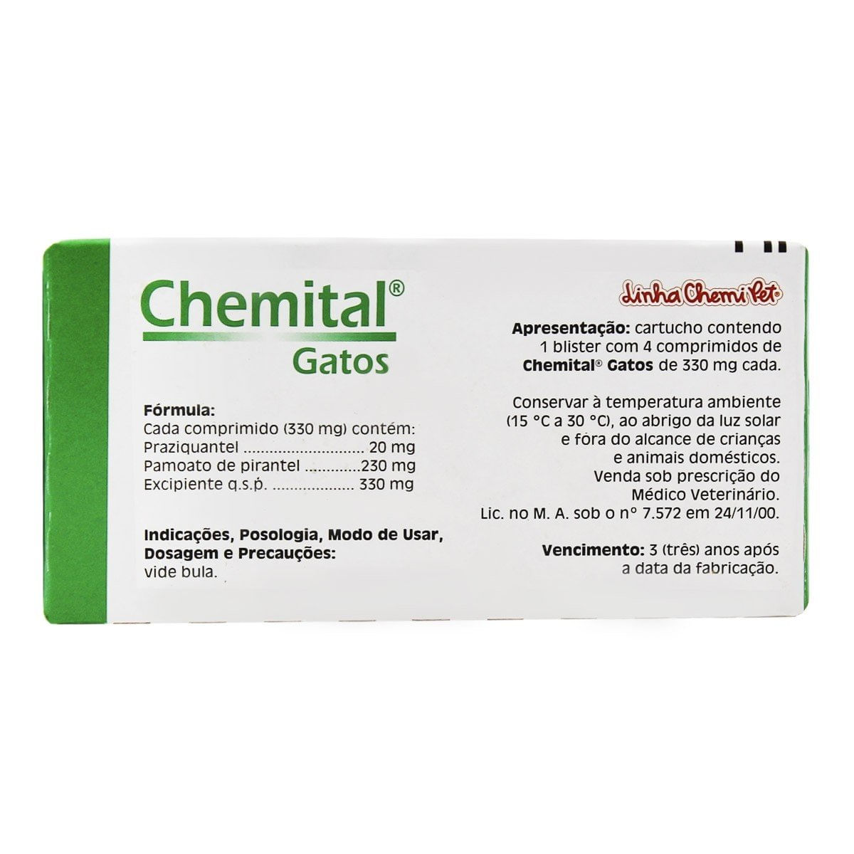 Foto-do-produto-Anti-helmintico-Chemital-para-Gatos-com-4-Comprimidos-no-petshop-online-da-Tudo-de-Bicho
