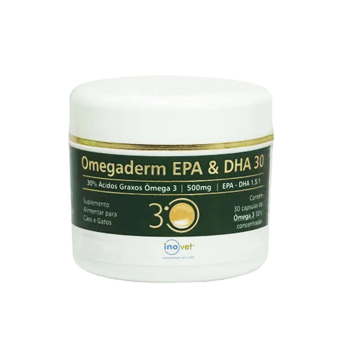 Foto-do-produto-Suplemento-Omegaderm-EPA---DHA-Inovet-30-Capsulas-500mg-no-petshop-online-da-Tudo-de-Bicho